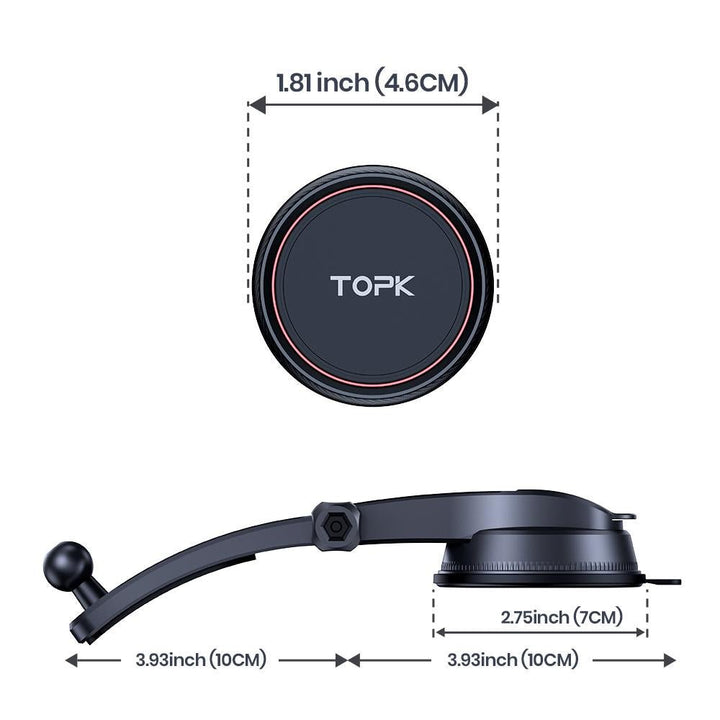 TOPK D45C Magnetic Phone Mount For Car Dashboard - TOPK Official Store