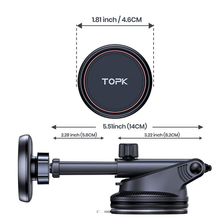 TOPK D45N Magnetic Phone Mount For Car Dashboard - TOPK Official Store